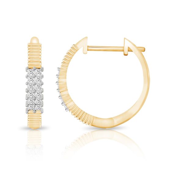 PARIKHS Princess cut Diamond Hoop Earring in 14K Yellow Gold 0.25ct, Color-IJ, Clarity-VS2 SI1