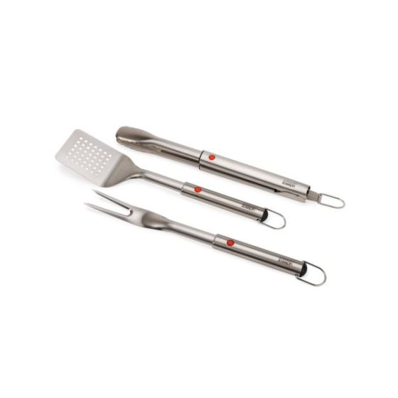 GrillOut 3pc Stainless Steel BBQ Turner Tongs Fork Set
