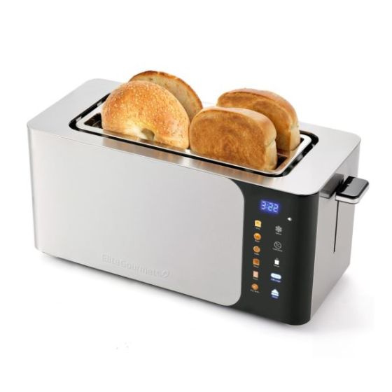 4 Slice Long Slot Toaster w/ SmartToast Digital Touch Screen Black & SS