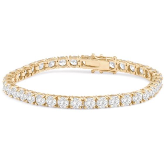 Bright White Privilege Round Lab Grown Diamond Tennis Bracelet in 14K Yellow Gold 15.00ct,EF,VS1 VS2