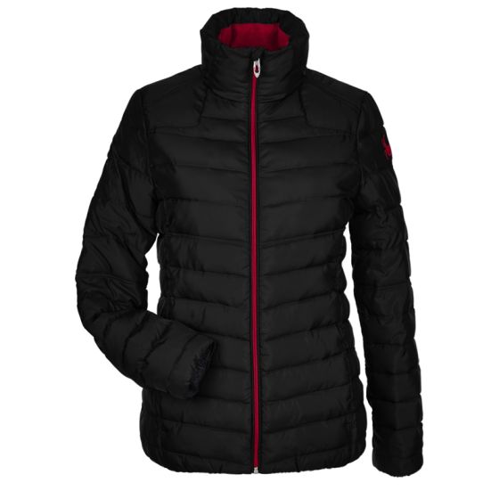 Womens Supreme Insulated Puffer Jacket-Black/Red-LG