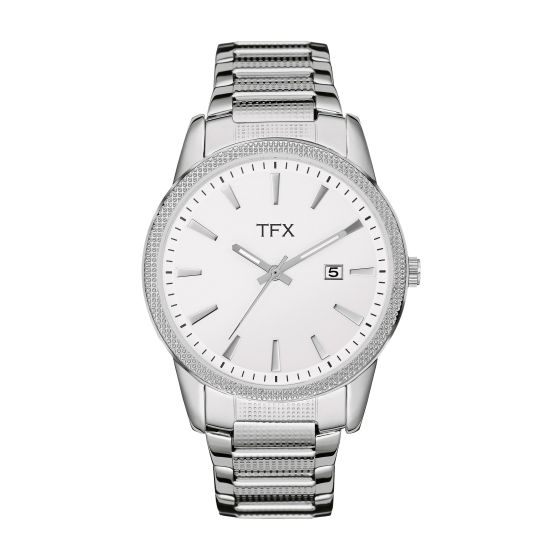 TFX Mens Round Steel Bracelet with Swarovski Crystals