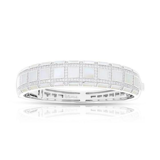 Belle Etoile Round Cubic Zirconia studded White Background Regal Bangle - 925 SS-Medium size
