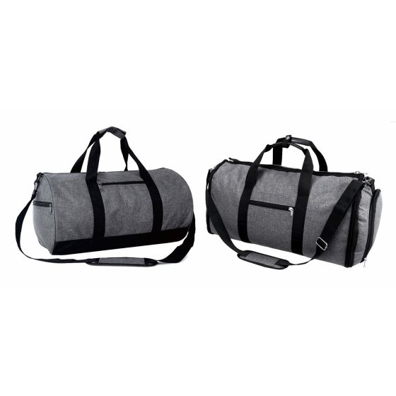 Heather Grey 2 Pc Set - Roll Bag & Convertible Duffel /Garment Bag