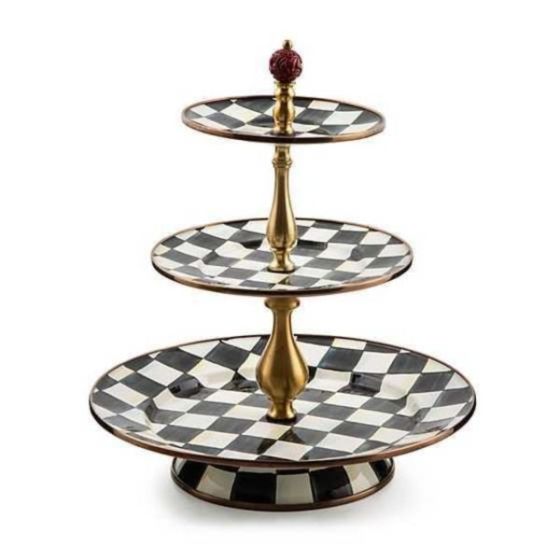 Sterling Check Three Tier Sweet Stand