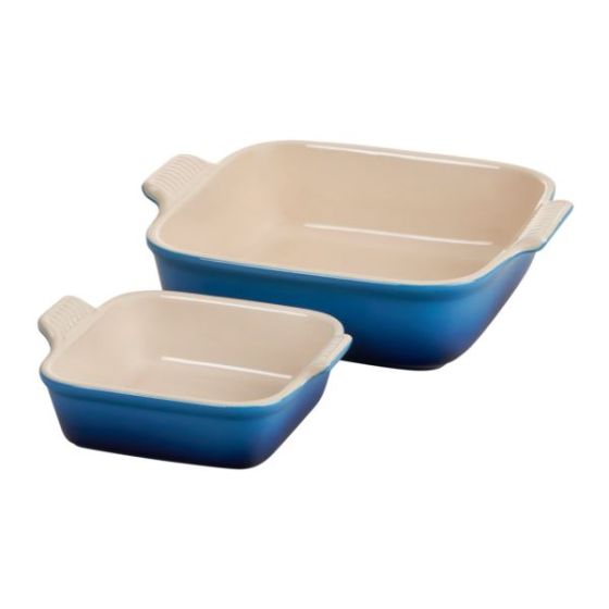 2pc Heritage Stoneware Square Baking Dish Set Marseille