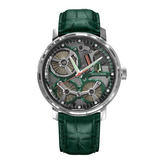 Men's Spaceview 2020 Electrostatic Green Alligator Strap Smoke Gray Dial