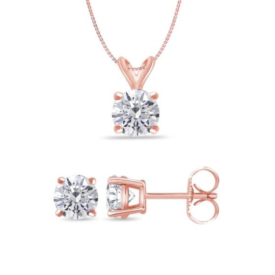 Bright White Round Lab Grown Diamond Set  in 14K Rose Gold 0.30ct, Color-FG, Clarity-VS