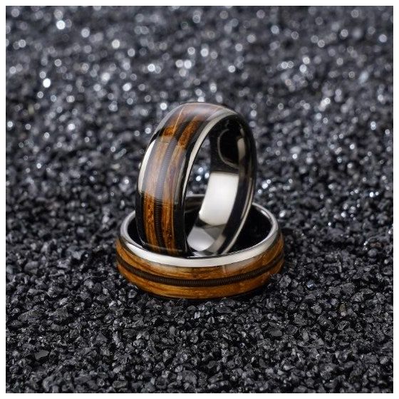 Townshend - Tungsten + Whiskey & Guitar String BLACK Ring Size 10