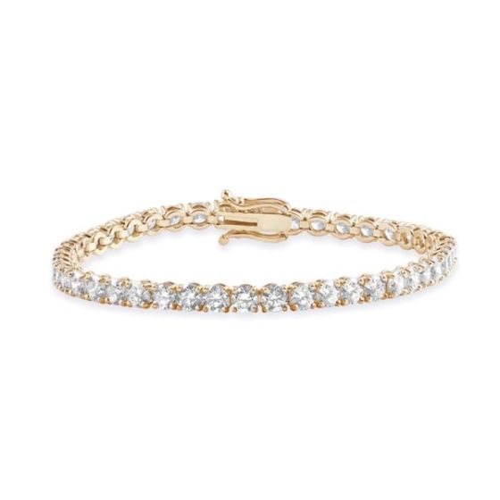 Bright White Privilege Round Lab Grown Diamond Tennis Bracelet in 14K Yellow Gold 8.00ct,EF,VS1 VS2