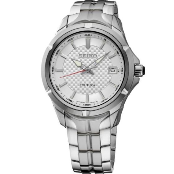 Seiko Coutura SS Quartz Silver Textured Dial, SS bracelet