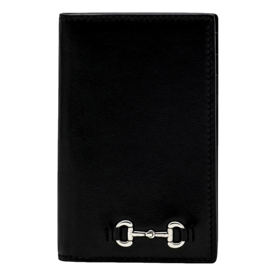 Gucci Horsebit Smooth Black Calfskin Long Card Case Wallet