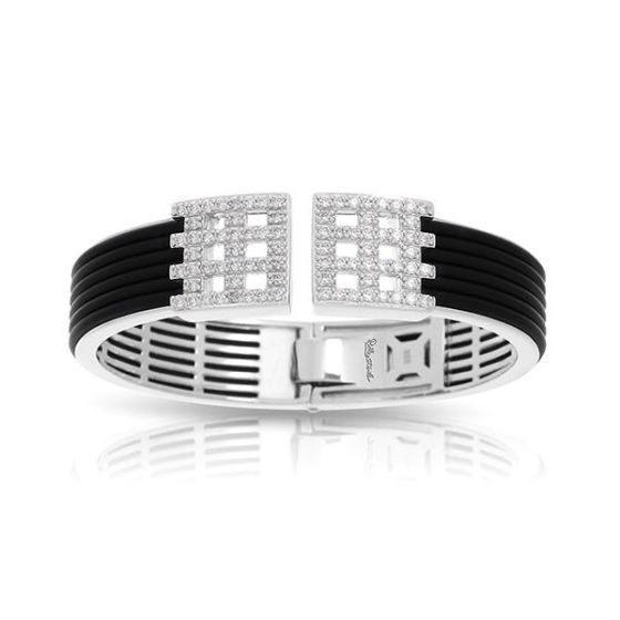 Belle Etoile Round Cubic Zirconia studded Black background Vista Bangle - 925 SS -Medium size