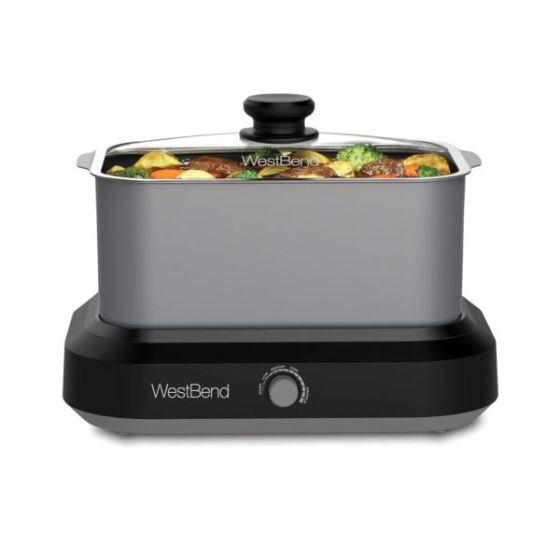 6qt Oblong Versatile Slow Cooker w/ Tote Silver