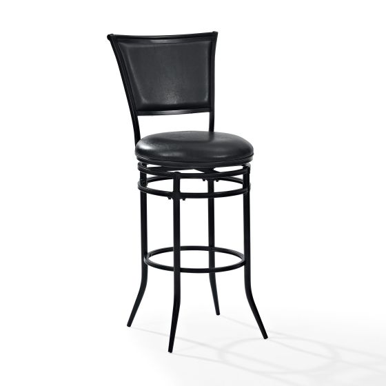 Rachel Swivel Bar Stool In Black With Black Cushion