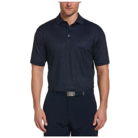 Mens Micro Chev Print Polo-Peacoat-LG