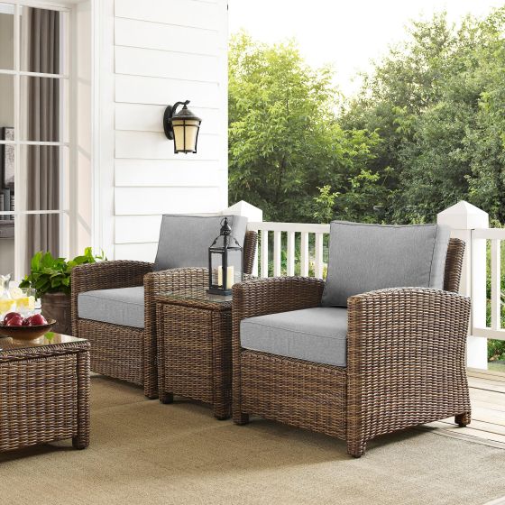 Bradenton 3Pc Outdoor Wicker Armchair Set