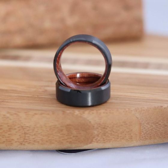 Manhatten - Tungsten & Rosewood Ring Size 14