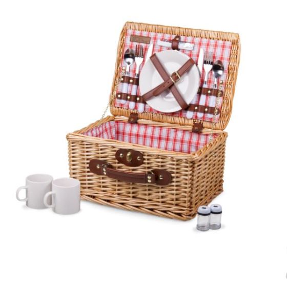 Catalina Basket - Red & White Plaid Pattern