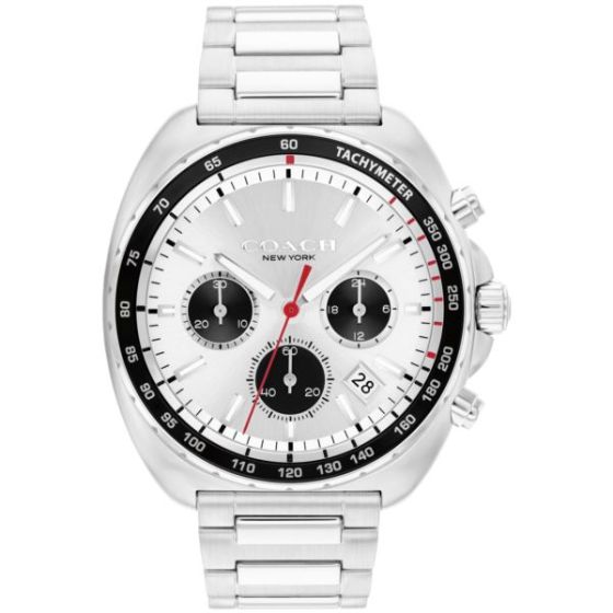 Men's Charter Chronograph Silver-Tone Stainless Steel Watch Silver Dial