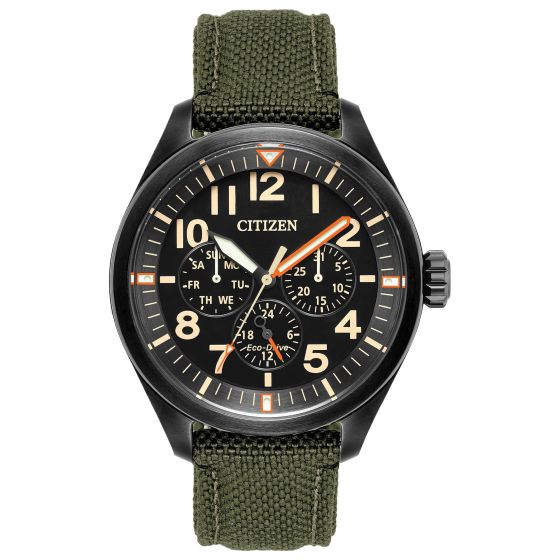Men's Chandler Eco-Drive Watch, Green Cordura Strap and Black Dial