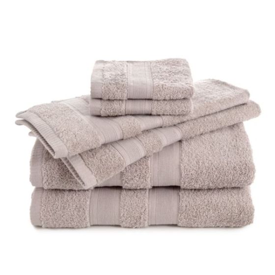 Solid Low Lint 6pc Bath Towel Set Sand