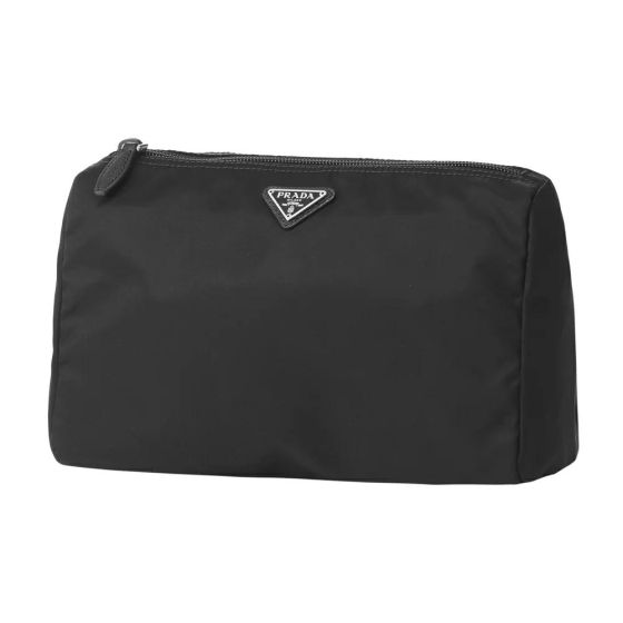 Prada Black Tessuto Nylon Medium Cosmetic Case Clutch
