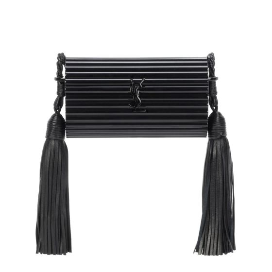 Saint Laurent Black Plexiglass Minaudiere Opium Box Bag
