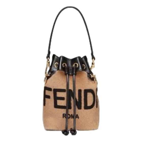 Fendi Mon Tresor Mini Shearling Bucket Bag Brown Lamb Fur Crossbody