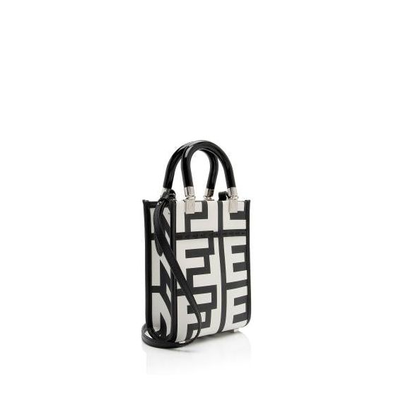 Fendi Sunshine Nero and Blanco Calfskin Leather Mini Bag