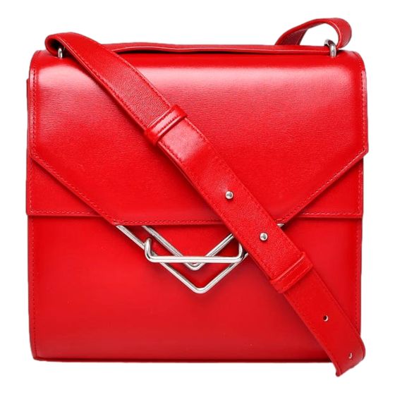 Bottega Veneta The Clip Chili Red Calfskin Leather Shoulder Crossbody Bag