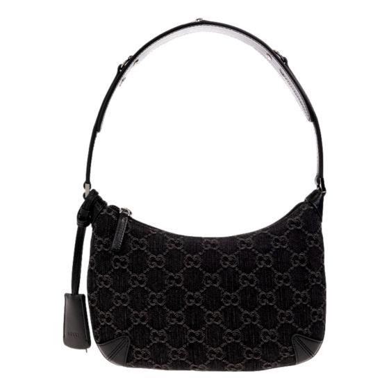 Gucci Horsebit Small Black Leather Slim Shoulder Bag Gold Hardware Womens