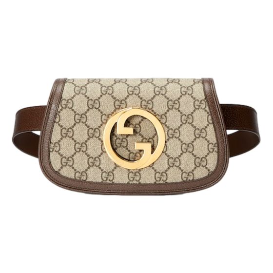 Gucci Blondie GG Supreme Canvas Brown Leather Belt Bag Size 65