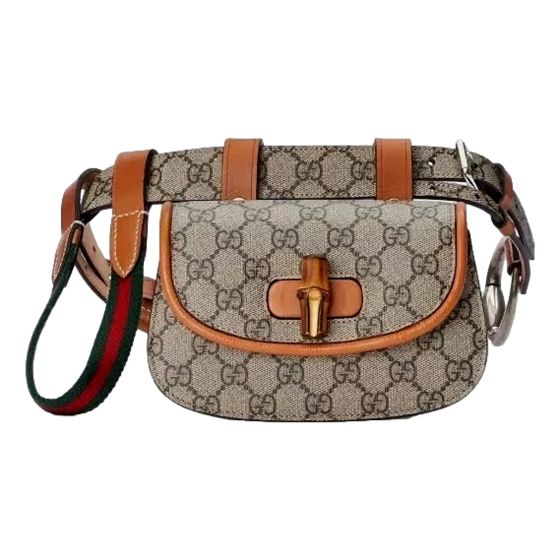 Gucci GG Supreme Bamboo 1947 Mini Belt Bag Beige Monogram Canvas