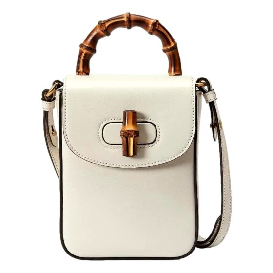 Gucci Bamboo 1947 Mini Cream Leather Top Handle Crossbody Bag