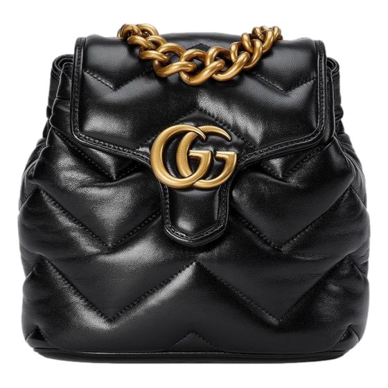 Gucci GG Marmont Matelassé Quilted Leather Black Backpack