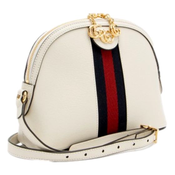 Gucci Ophidia Dome Sherry Leather Web Stripe Cream White Crossbody Handbag