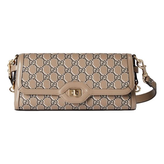 Gucci Luce Optical Printed GG Leather Beige Shoulder Bag