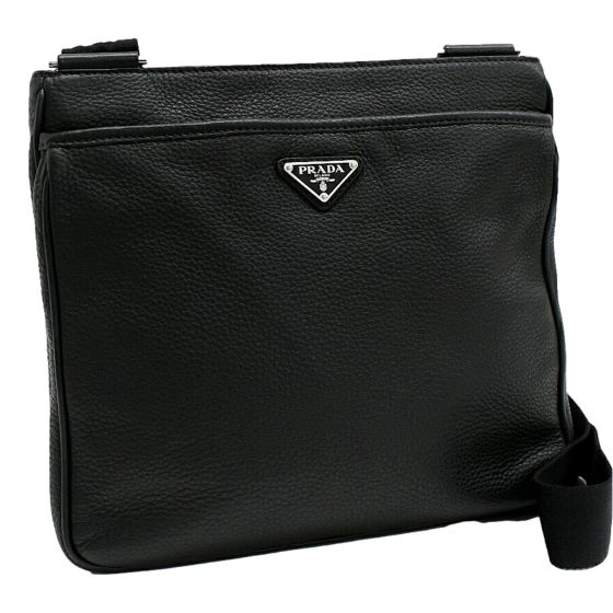 Prada City Vitello Leather Black Messenger Crossbody Bag