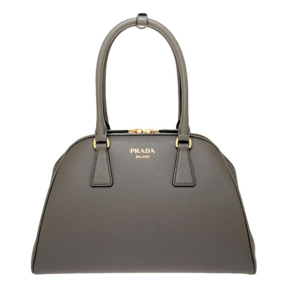 Prada Saffiano Soft Calfskin Top Handle Handbag Medium Marmo Gray