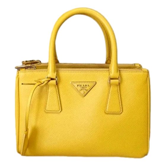 Prada Galleria Saffiano Lux Leather Small Tote Handbag Sole Yellow