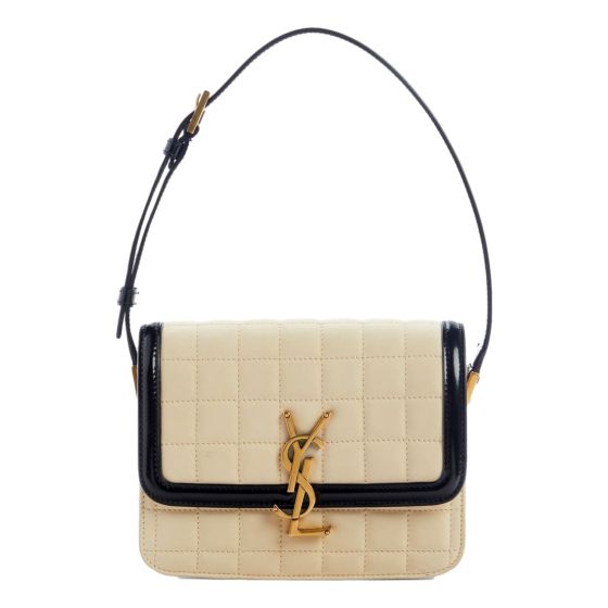 Saint Laurent Solferino Leather Black Ivory Quilted Suede Shoulder Bag
