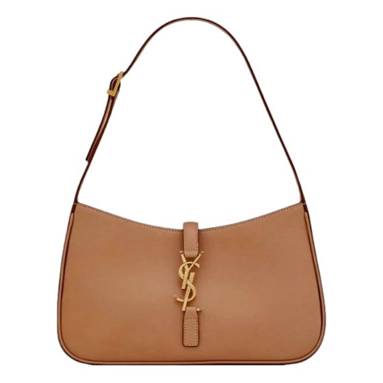 Saint Laurent Le 5 À 7 Small Beige Leather YSL Hobo Shoulder Bag Gold Logo