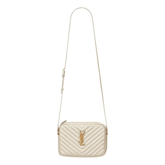 Saint Laurent Lou Quilted Leather Crossbody Camera Bag White