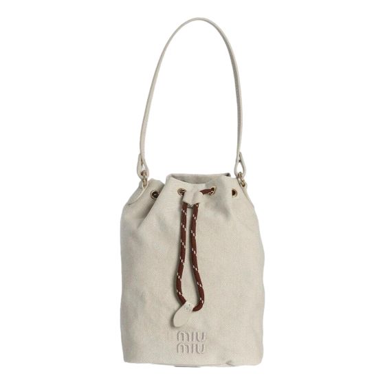 Miu Miu Gabardine Mini Bucket Bag in White