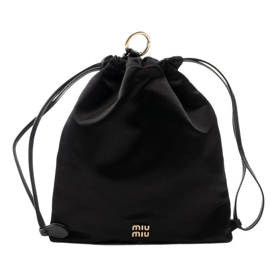 Miu Miu Duchesse Satin Mini Pouch Bag in Black