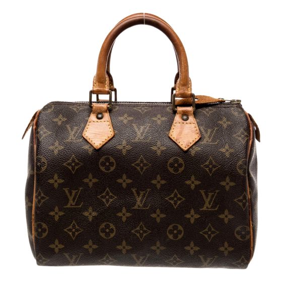 Louis Vuitton Speedy 25 Classic Monogram Canvas and Leather Duffle Handbag
