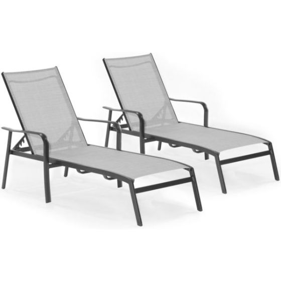 Foxhill 2-Piece All-Weather Commercial-Grade Aluminum Chaise Lounge Chair Set with Sunbrella Sling F
