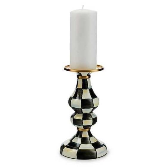 Sterling Check Medium Pillar Candlestick