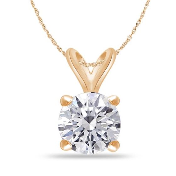 Bright White Round Lab Grown Diamond Pendant in 14K Yellow Gold 1.60ct, Color-FG, Clarity-VS